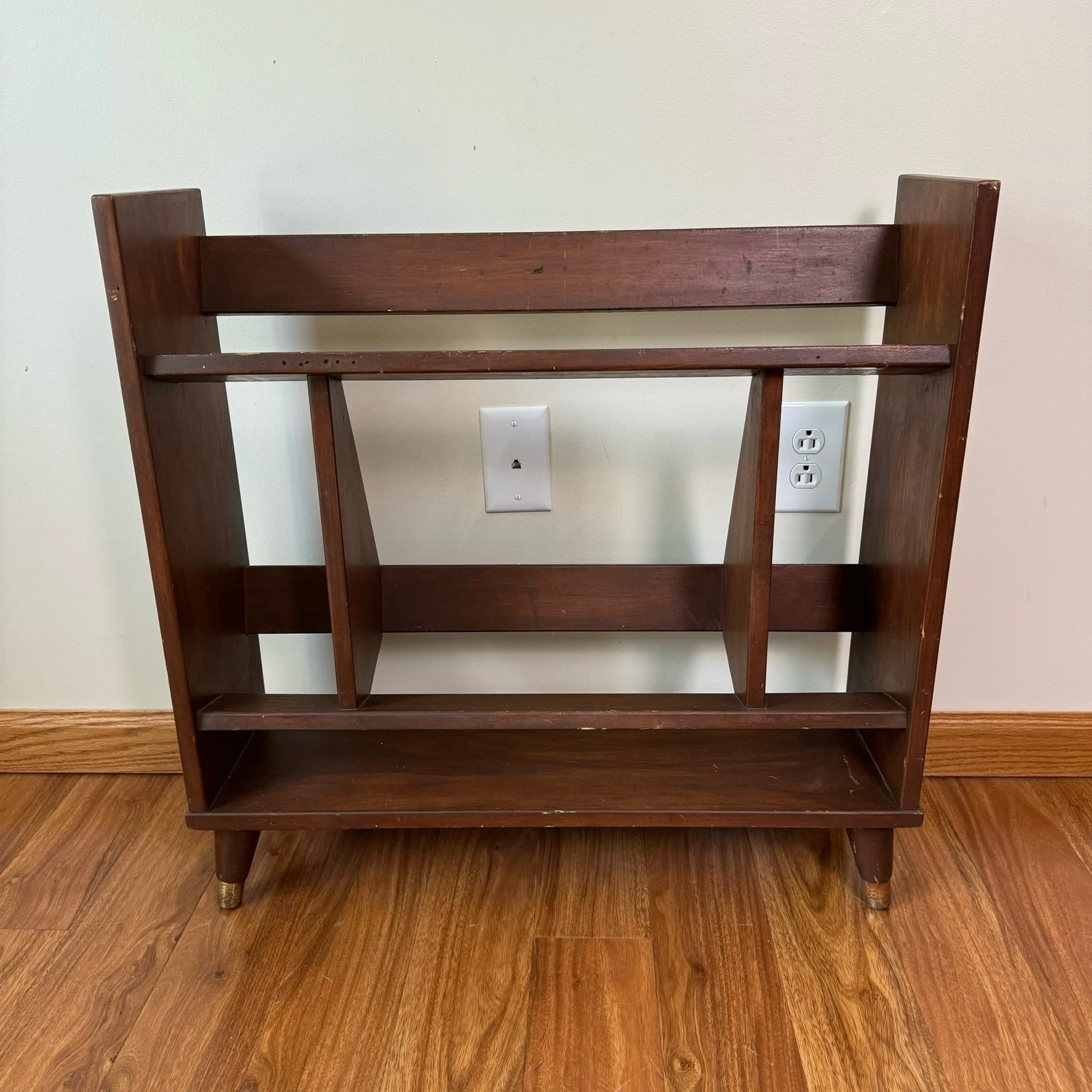 Mid Century Modern Walnut Record Book shelves with
